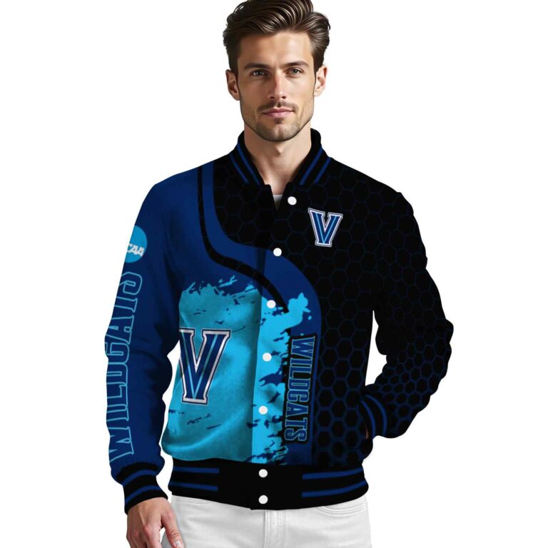 villanova wildcats hexagonal pattern navy black jacket high quality