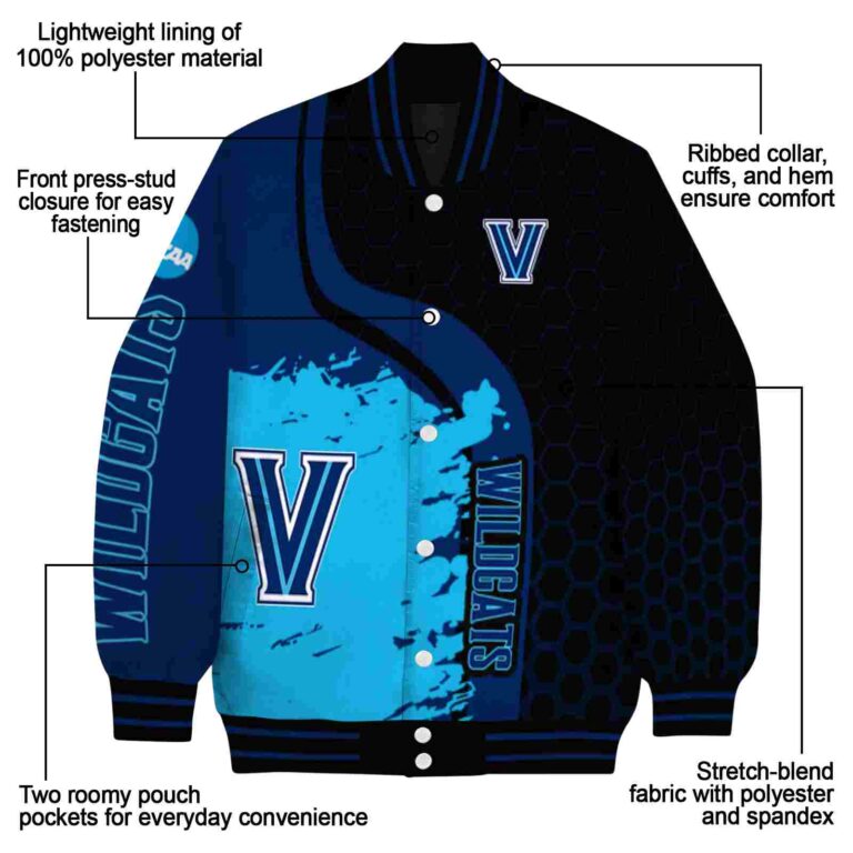 villanova wildcats hexagonal pattern navy black jacket new arrival