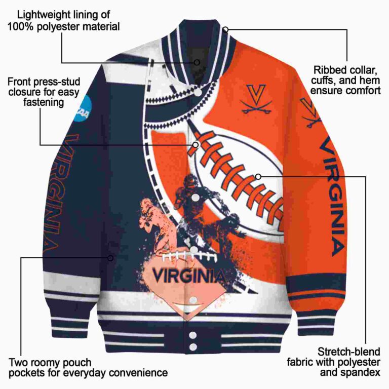 virginia cavaliers baseball stitching orange white jacket new arrival