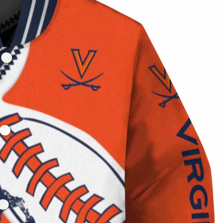 virginia cavaliers baseball stitching orange white jacket premium grade