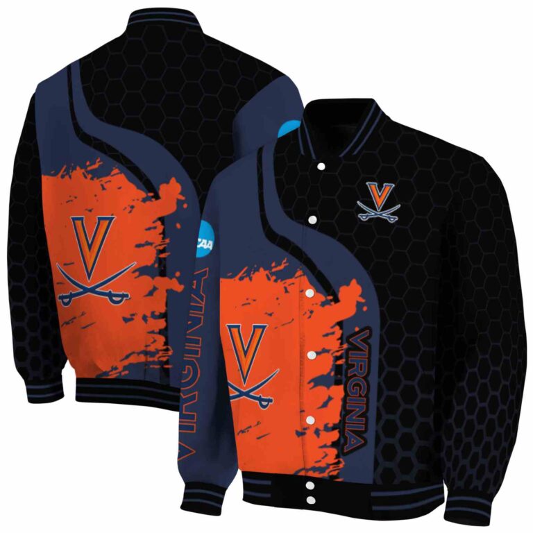 virginia cavaliers hexagonal pattern blue black jacket fashion forward
