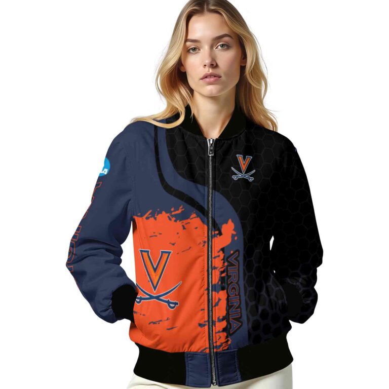 virginia cavaliers hexagonal pattern blue black jacket latest model