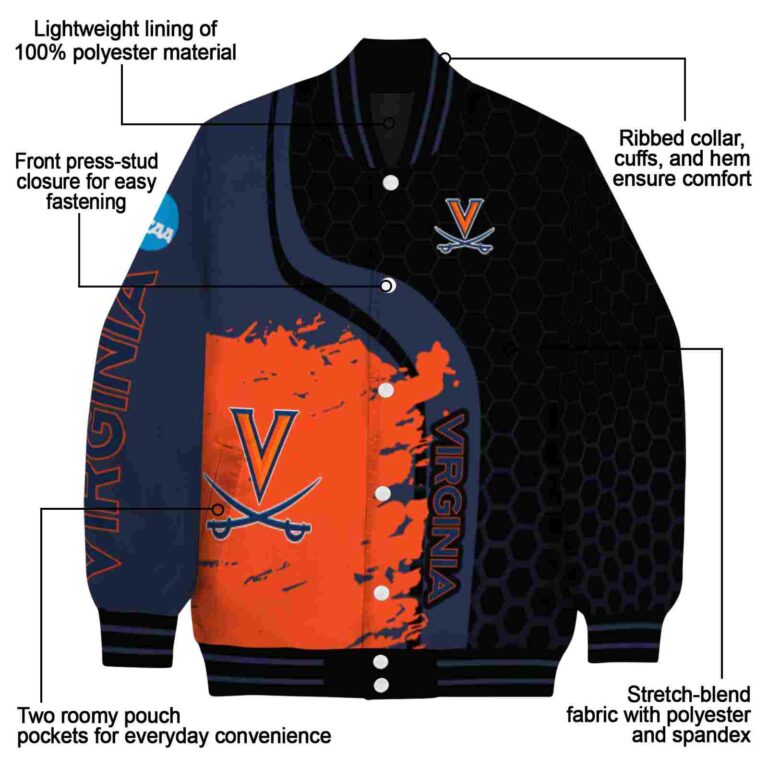 virginia cavaliers hexagonal pattern blue black jacket new arrival