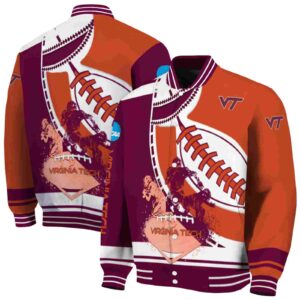 virginia tech hokies baseball stitching orange white jacket fashion forward