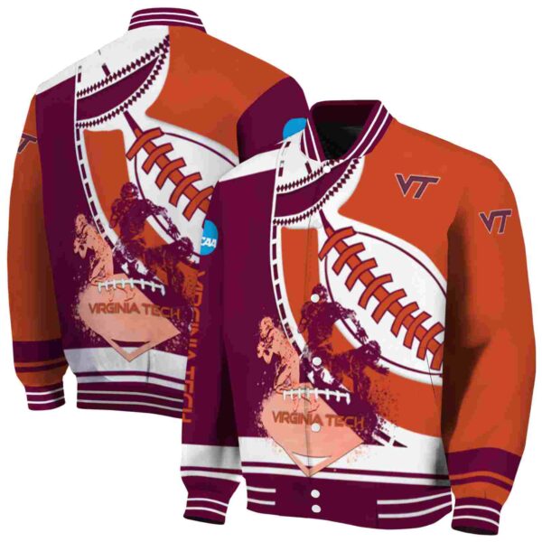 virginia tech hokies baseball stitching orange white jacket fashion forward
