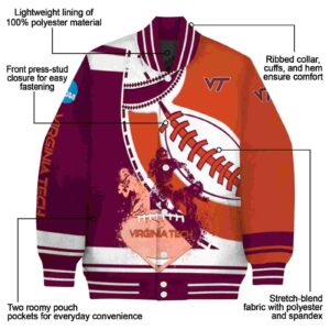 virginia tech hokies baseball stitching orange white jacket new arrival