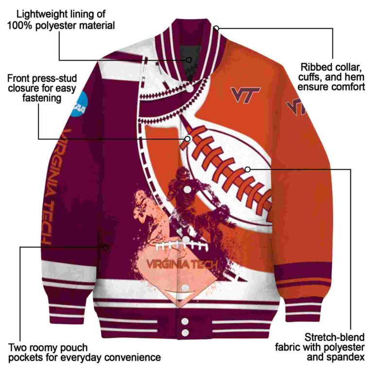 virginia tech hokies baseball stitching orange white jacket new arrival
