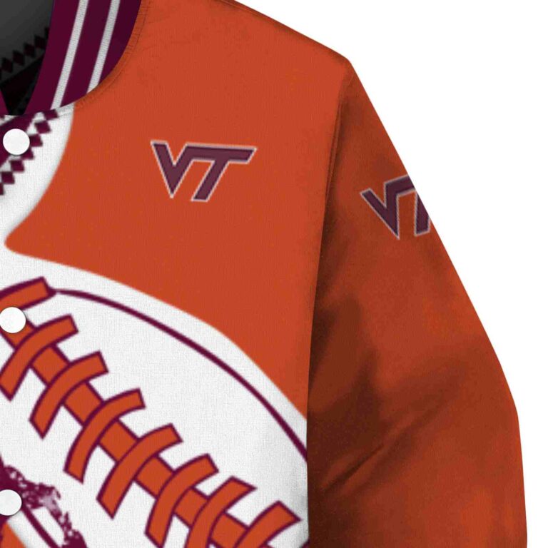 virginia tech hokies baseball stitching orange white jacket premium grade