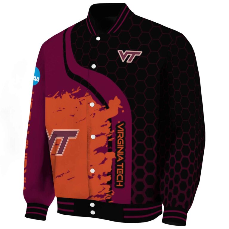virginia tech hokies hexagonal pattern maroon black jacket best selling