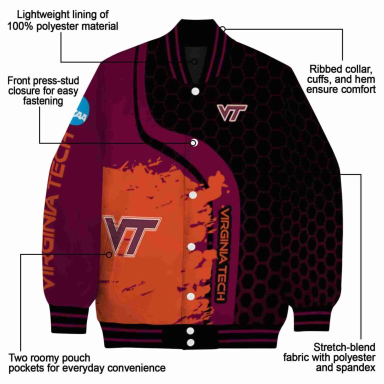 virginia tech hokies hexagonal pattern maroon black jacket new arrival