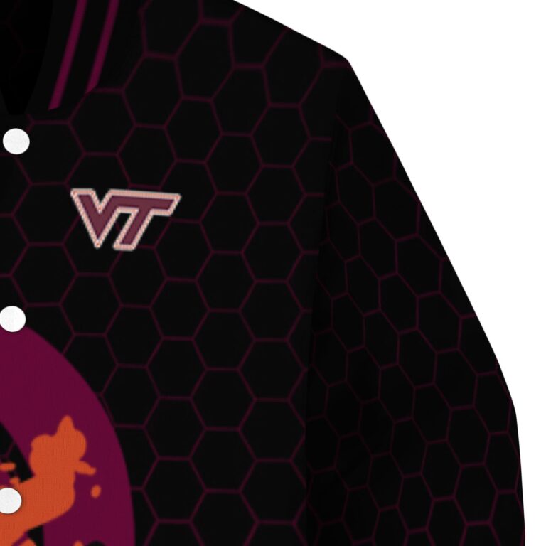 virginia tech hokies hexagonal pattern maroon black jacket premium grade