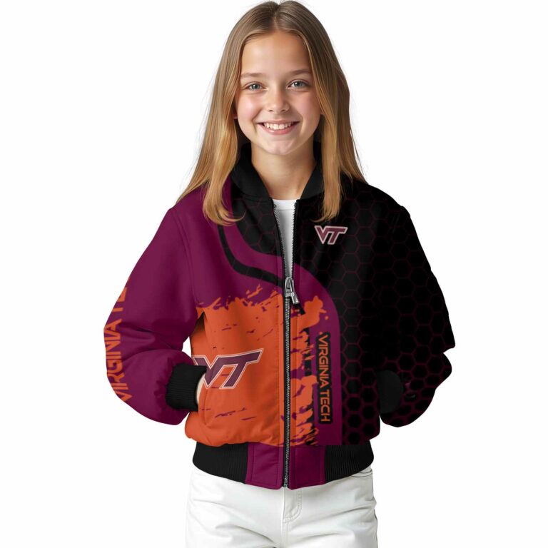 virginia tech hokies hexagonal pattern maroon black jacket top rated