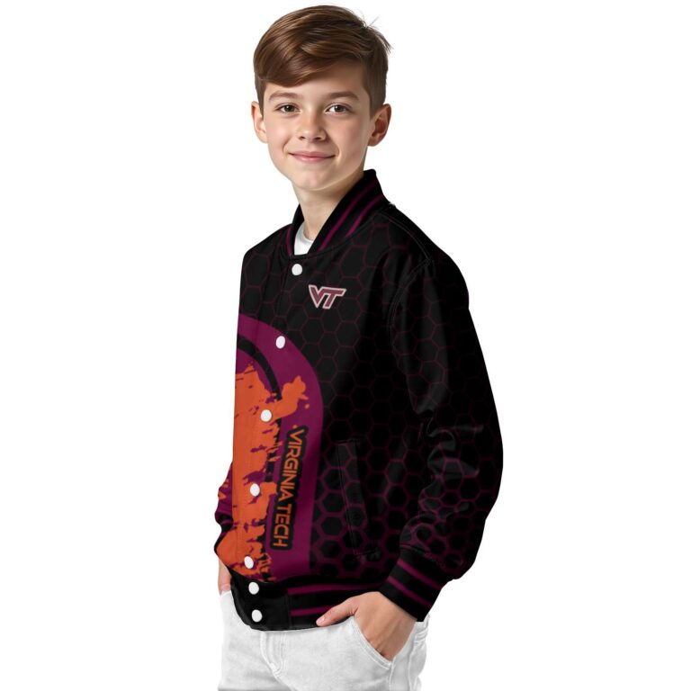 virginia tech hokies hexagonal pattern maroon black jacket trendy