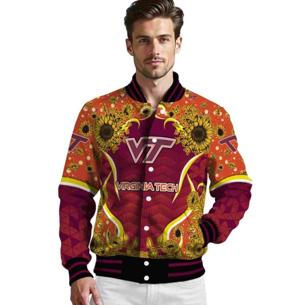 virginia tech hokies sunflower bloom maroon yellow jacket high quality