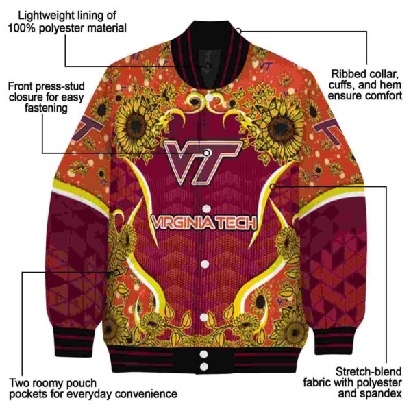 virginia tech hokies sunflower bloom maroon yellow jacket new arrival