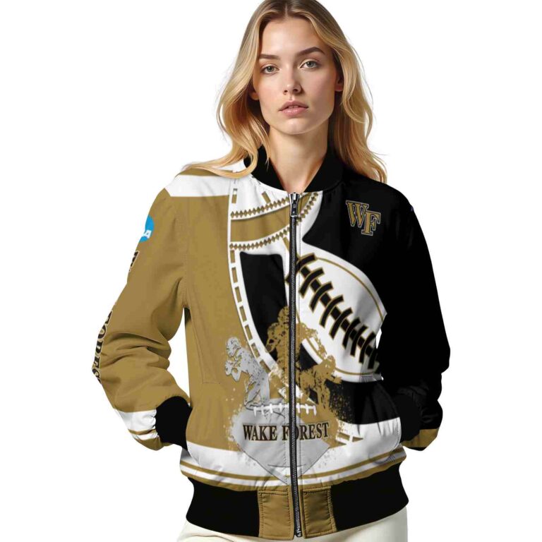 wake forest demon deacons baseball stitching black white jacket latest model