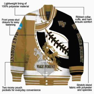 wake forest demon deacons baseball stitching black white jacket new arrival