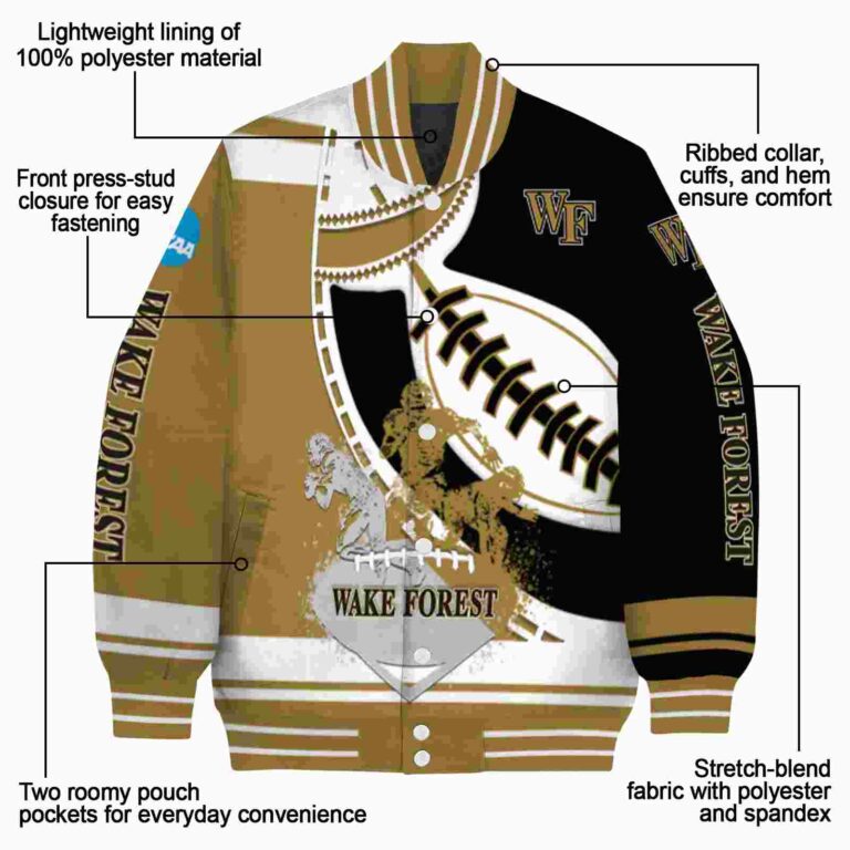 wake forest demon deacons baseball stitching black white jacket new arrival