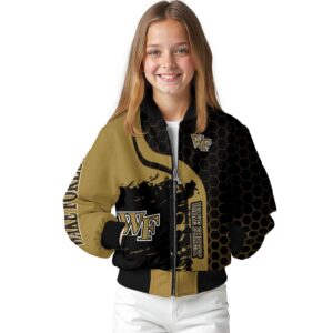 wake forest demon deacons hexagonal pattern gold black jacket top rated
