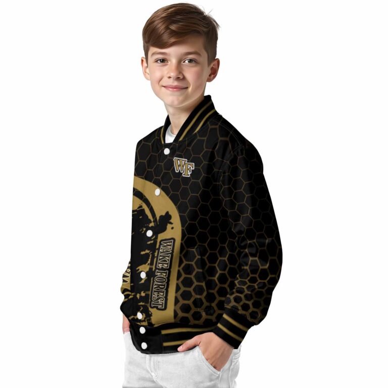 wake forest demon deacons hexagonal pattern gold black jacket trendy