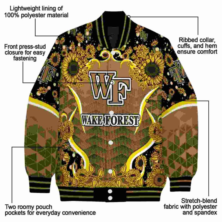 wake forest demon deacons sunflower bloom gold yellow jacket new arrival