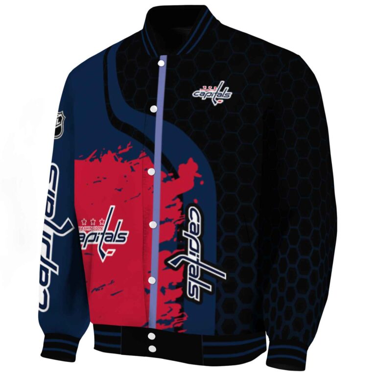 washington capitals hexagonal pattern blue black jacket best selling