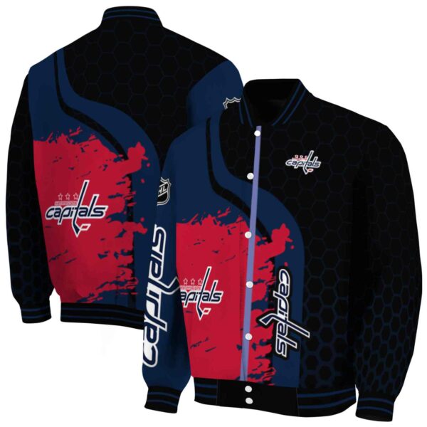 washington capitals hexagonal pattern blue black jacket fashion forward