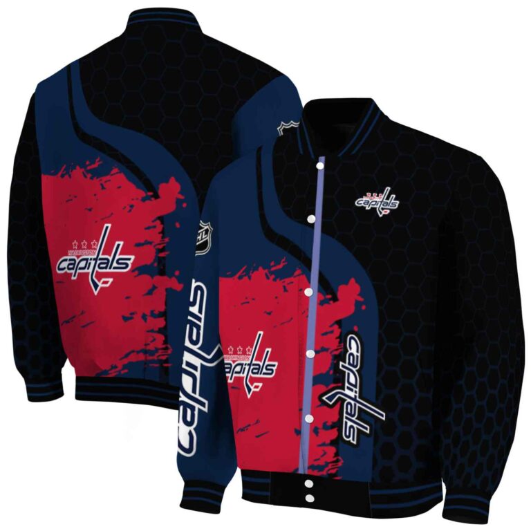 washington capitals hexagonal pattern blue black jacket fashion forward