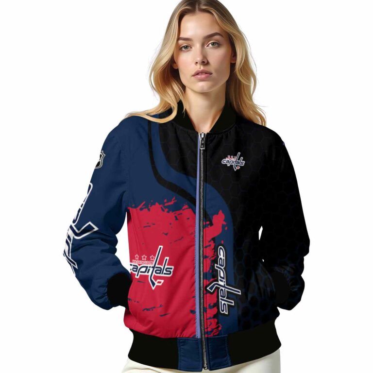 washington capitals hexagonal pattern blue black jacket latest model