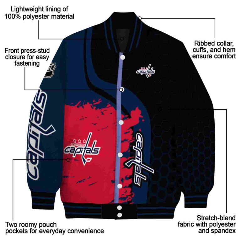 washington capitals hexagonal pattern blue black jacket new arrival