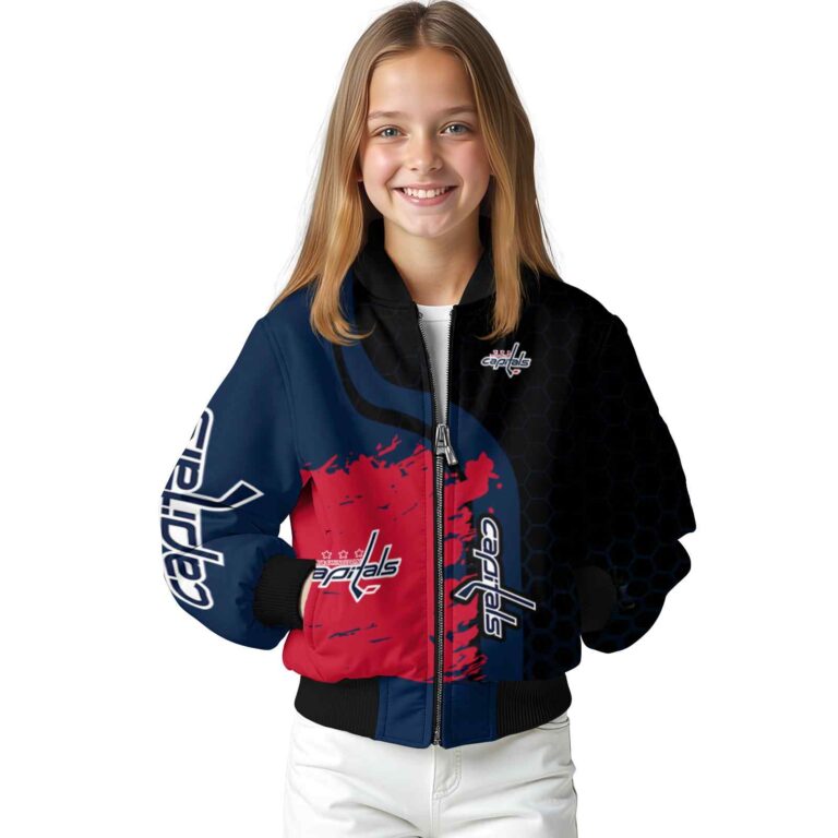 washington capitals hexagonal pattern blue black jacket top rated