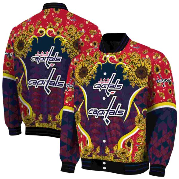 washington capitals sunflower bloom blue yellow jacket fashion forward