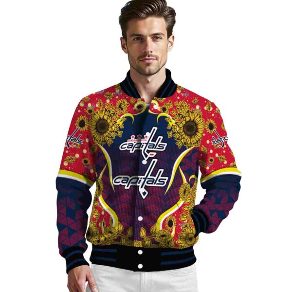 washington capitals sunflower bloom blue yellow jacket high quality