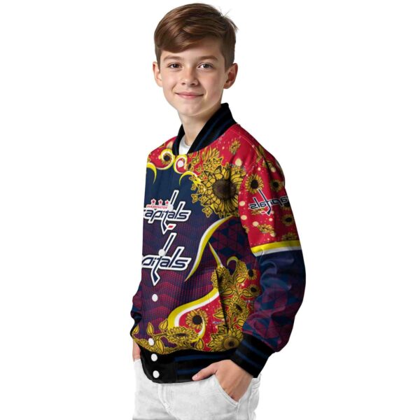 washington capitals sunflower bloom blue yellow jacket trendy