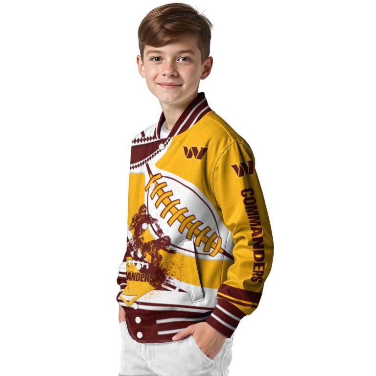 washington commanders baseball stitching gold white jacket trendy