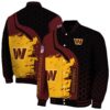 washington commanders hexagonal pattern burgundy black jacket fashion forward