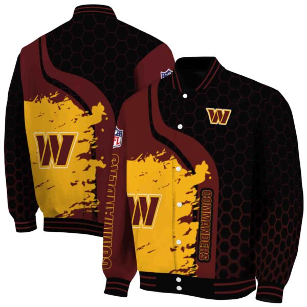 washington commanders hexagonal pattern burgundy black jacket fashion forward