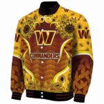 washington commanders sunflower bloom burgundy yellow jacket best selling