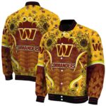 washington commanders sunflower bloom burgundy yellow jacket best selling