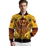 washington commanders sunflower bloom burgundy yellow jacket best selling
