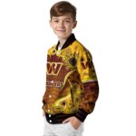 washington commanders sunflower bloom burgundy yellow jacket best selling