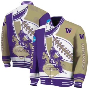 washington huskies baseball stitching gold white jacket fashion forward