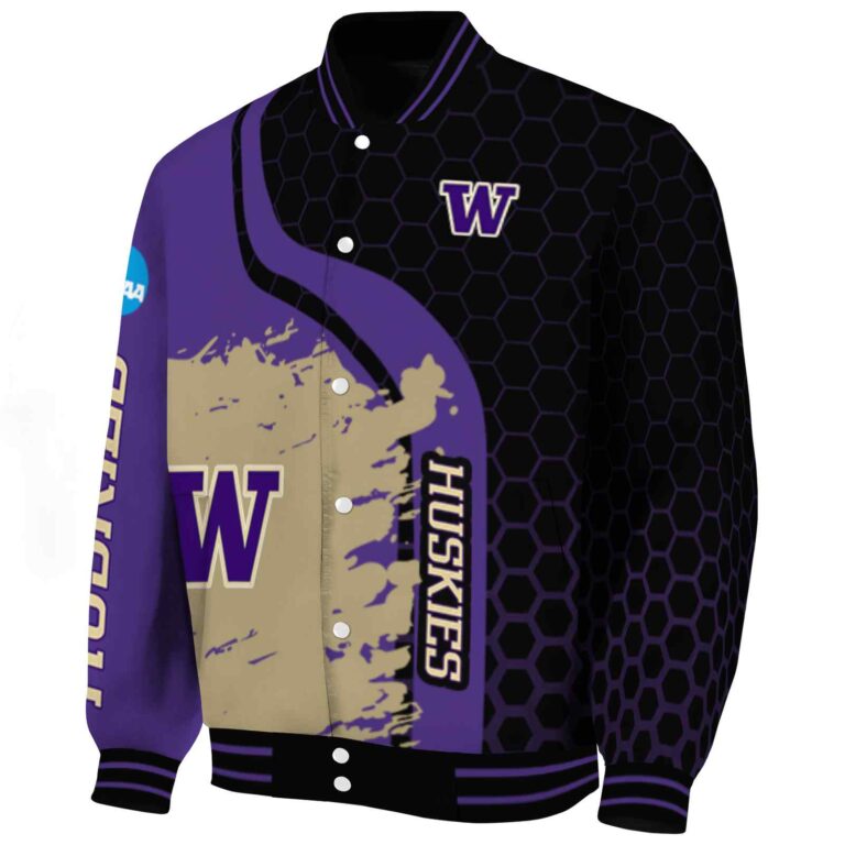 washington huskies hexagonal pattern purple black jacket best selling