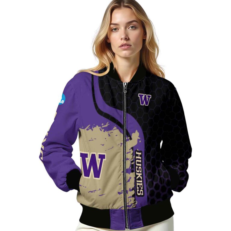 washington huskies hexagonal pattern purple black jacket latest model