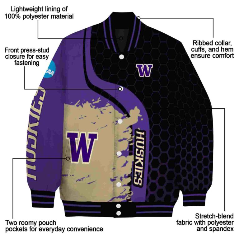 washington huskies hexagonal pattern purple black jacket new arrival