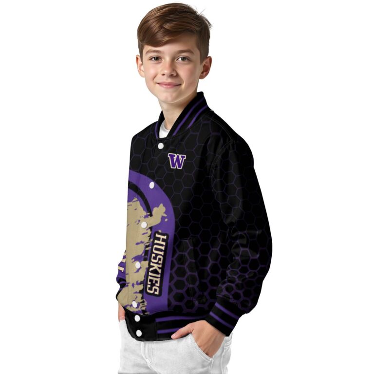 washington huskies hexagonal pattern purple black jacket trendy