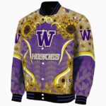 washington huskies sunflower bloom purple yellow jacket best selling