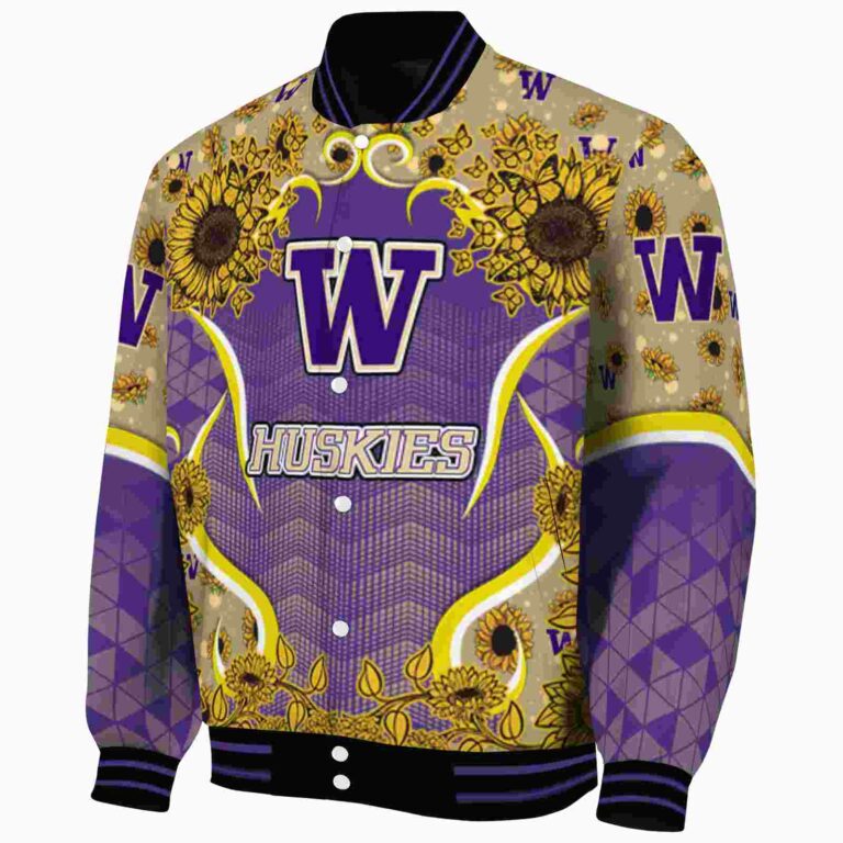 washington huskies sunflower bloom purple yellow jacket best selling