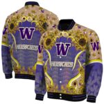 washington huskies sunflower bloom purple yellow jacket best selling