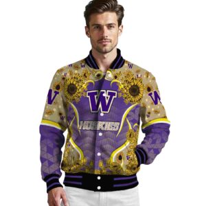 washington huskies sunflower bloom purple yellow jacket high quality